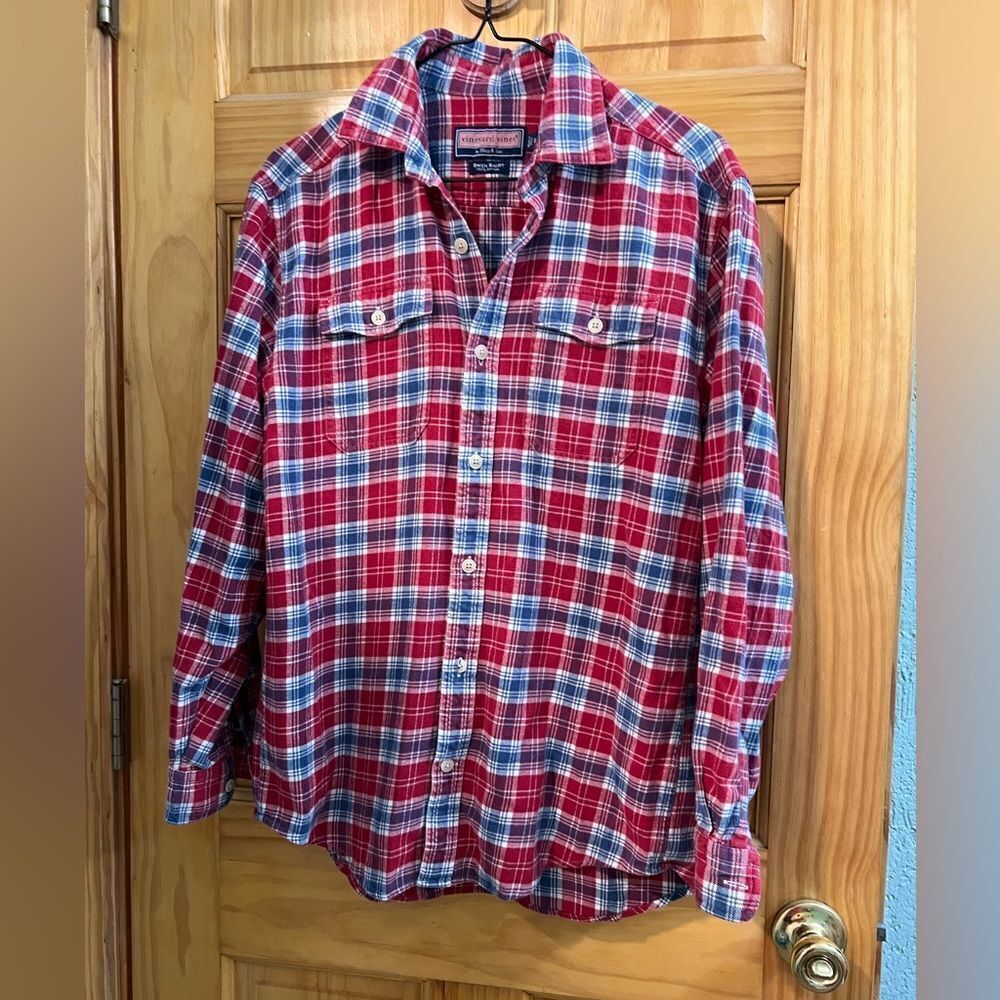 Vineyard Vines men’s red and blue plaid Owen shirt size small